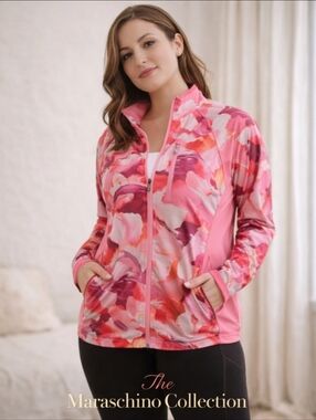 Athleta Pink Printed Running Jacket | XL
